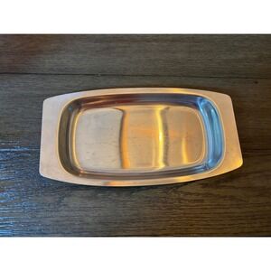 Leonard Denmark 18/8 Stainless Steel Butter Dish Tray Mid Century Modern Vintage